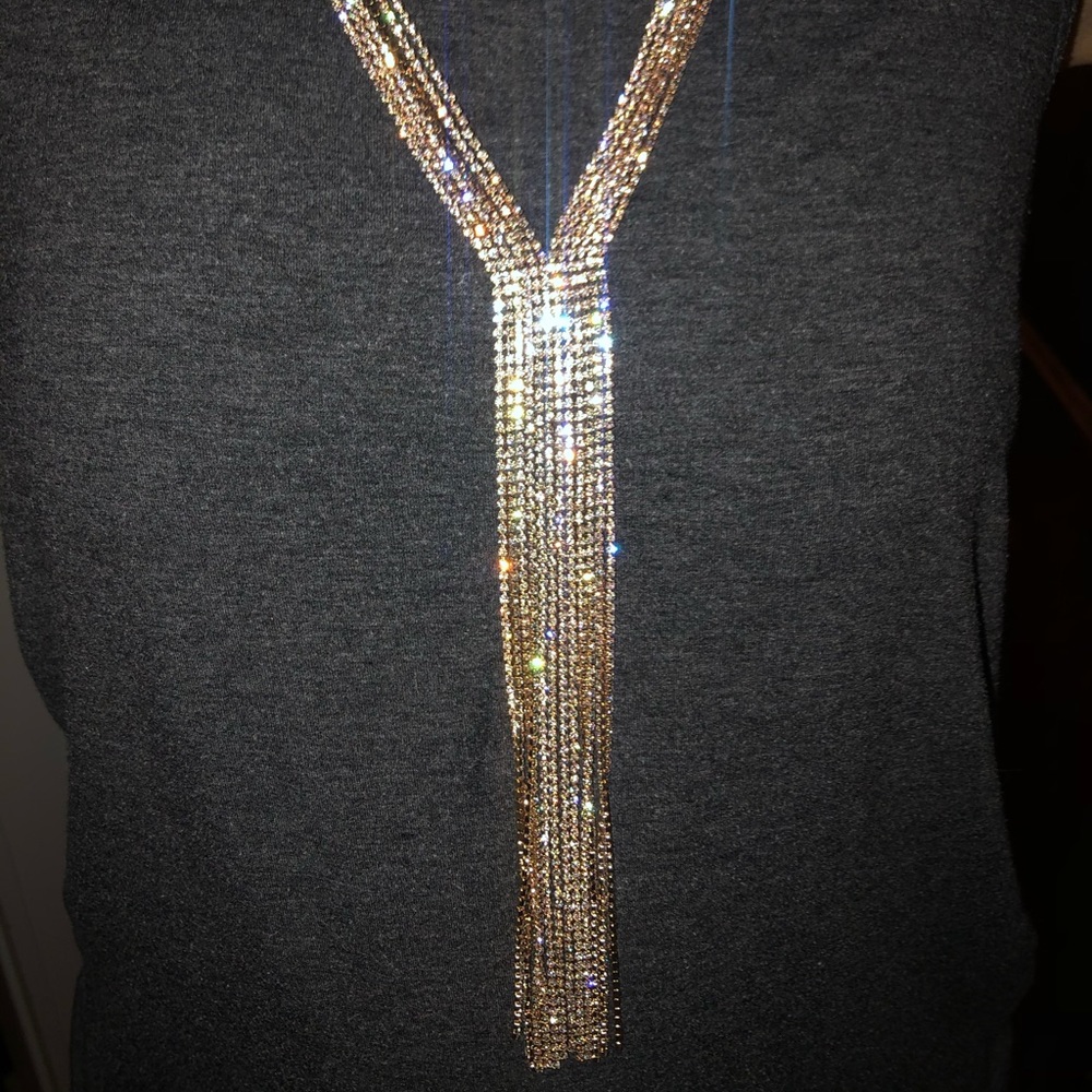 Gold rhinestone statement necklace